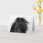 フリージアンの目の馬のグリーティングカード カード (黄色い花)