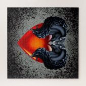 フリージアン馬/ブラックフリージアンスタリオン/ハート/シルバー ジグソーパズル (横)