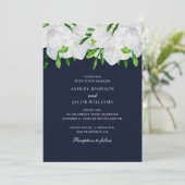 フリージア。白い花ネイビーガーデン結婚フローラ 招待状 (スタンド正面)