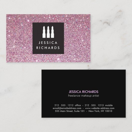 フリージャーメイクアップアーティストIIIのリップスティックTrioロゴ 名刺 (正面/裏面)