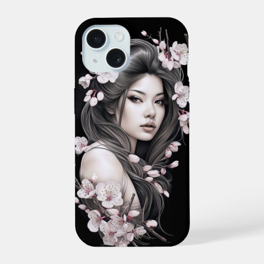 フリージャ桜さくらんぼ花咲き電話ケース iPhone 15ケース (裏面)