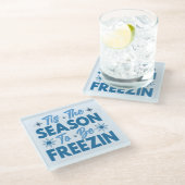 フリージンになる季節 – 冬のおもしろい ガラスコースター (アングル)