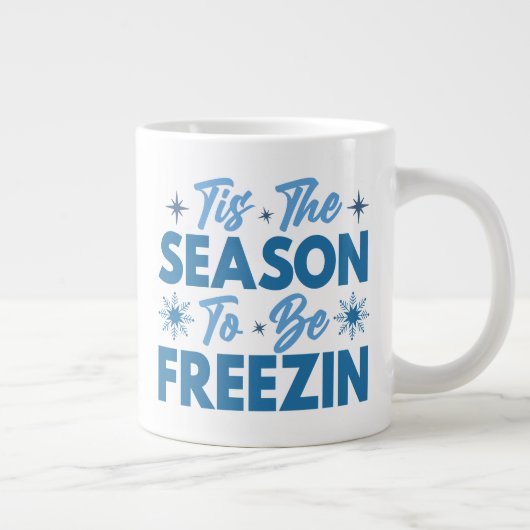 フリージンになる季節 – 冬のおもしろい ジャンボコーヒーマグカップ (右)
