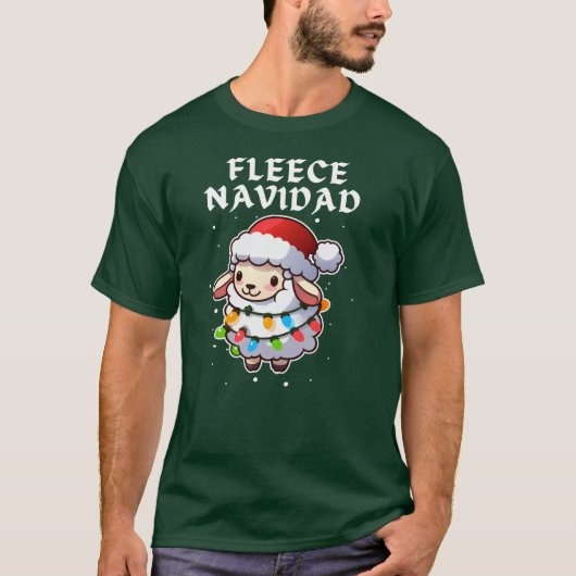 フリースおもしろいナビダードクリスマスシープン Tシャツ (正面)