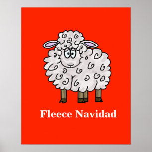 フリースおもしろいNavidad羊のクリスマスポスター ポスター