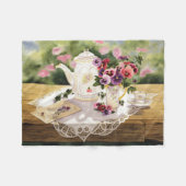 フリースの投球の~ 'ビクトリアンなTea フリースブランケット (正面(横))