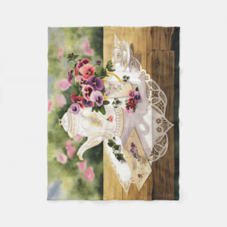 フリースの投球の~ 'ビクトリアンなTea フリースブランケット