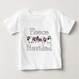フリースのNavidadのおもしろいなクリスマスの服装 ベビーTシャツ