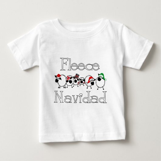フリースのNavidadのおもしろいなクリスマスの服装 ベビーTシャツ (正面)