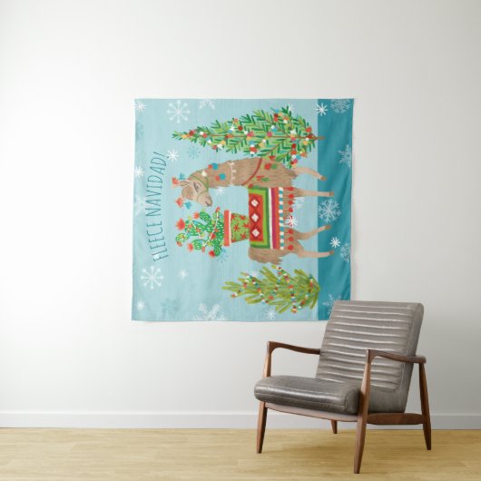 フリースのNavidad |の美しいラマのクリスマス タペストリー (インサイチュ)