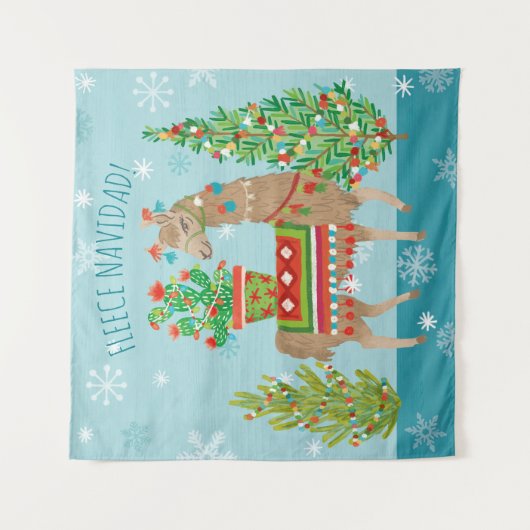 フリースのNavidad |の美しいラマのクリスマス タペストリー (正面)