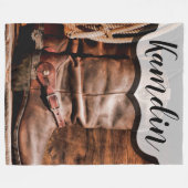 フリーススローパーソナライズされたカウボーイブーツバーンウッドR フリースブランケット (正面(横))