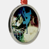 フリースタイルのブレイクダンスの落書き メタルオーナメント (右)