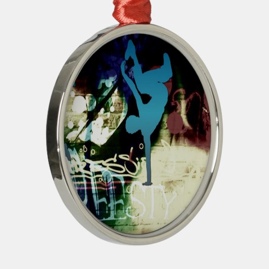 フリースタイルのブレイクダンスの落書き メタルオーナメント (右)