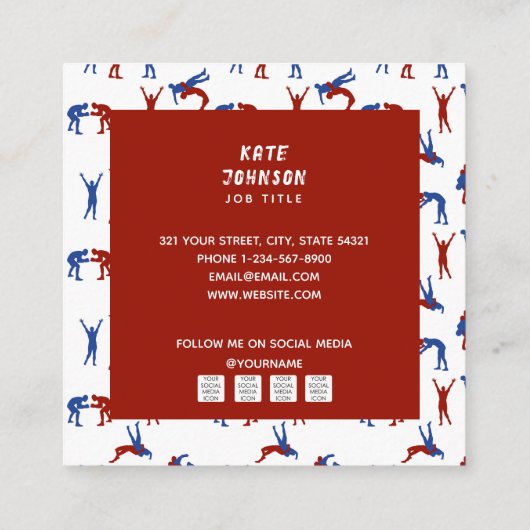 フリースタイルグレコローマレスリングパターン スクエア名刺 (裏面)