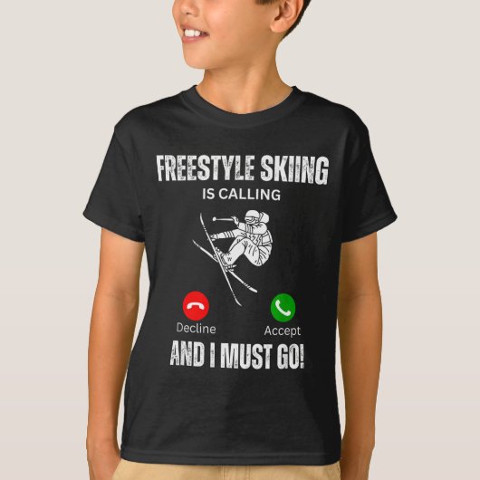 フリースタイルスキーが呼んでいる、行かなきゃ Tシャツ (正面)