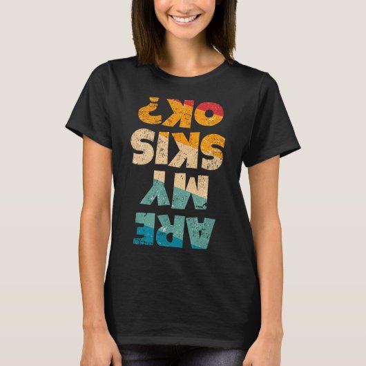フリースタイルスキーヤーおもしろ画像 スキーは大丈夫？ 冬の山 Tシャツ (正面)