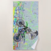 フリースタイルスタントマン – モトクロスライダービーチタオル ビーチタオル (正面)