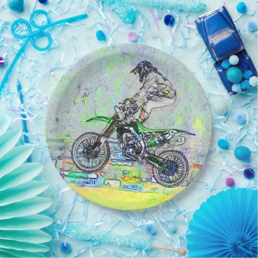 フリースタイルスタントマン – モトクロスライダー ペーパープレート (パーティー)