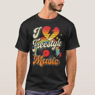 フリースタイル音楽大好き レトロかわいい Tシャツ