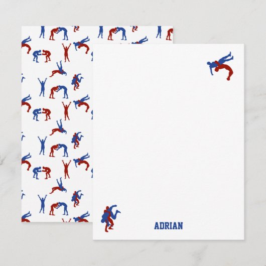 フリースタイル グレコローマン レスリング カスタム ネーム ノートカード (正面/裏面)