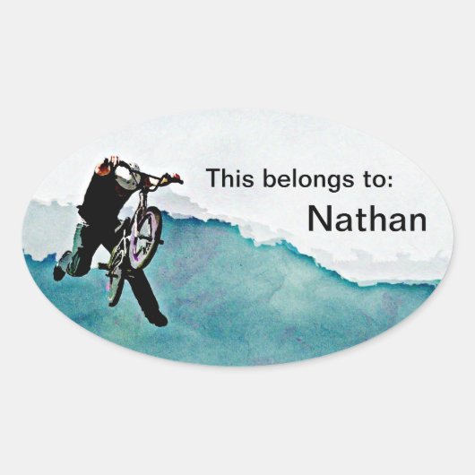 フリースタイルBMX自転車スタント 楕円形シール (正面)