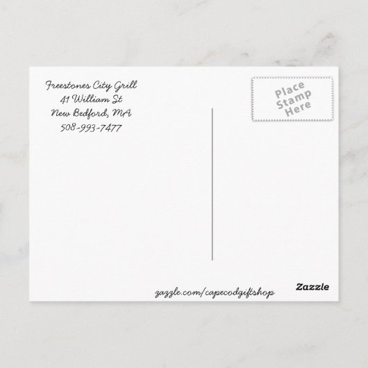 フリーストーンシティグリル – マサチューセッツ州はがき ポストカード (裏面)