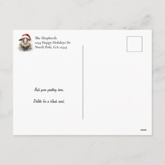 フリースナビダッド羊の写真ホリデーポストカード シーズンポストカード (裏面)