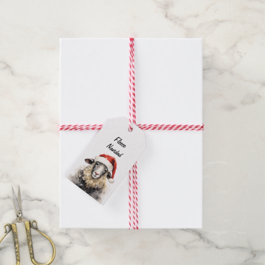 フリースナビダードシープクリスマスギフトラベル ギフトタグ (より糸付き)