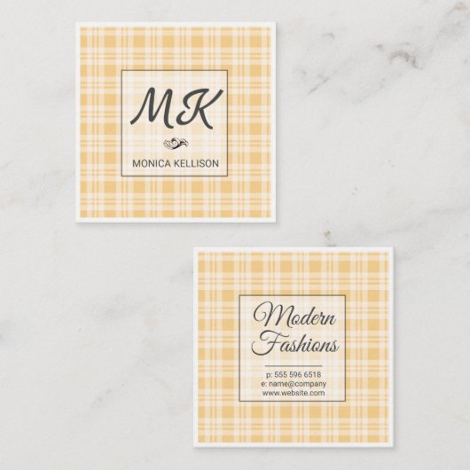 フリースパターン付きイニシャル スクエア名刺 (正面/裏面)