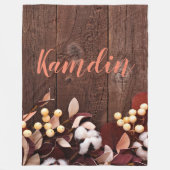 フリースパーソナライズされたスローコットンブランチオンダークWo フリースブランケット (正面)