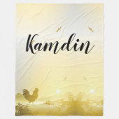 フリースパーソナライズされたスローサニーモーニングファーム数 フリースブランケット (正面)