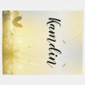 フリースパーソナライズされたスローサニーモーニングファーム数 フリースブランケット (正面(横))