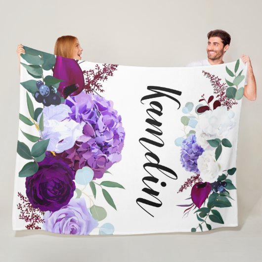 フリースパーソナライズされたスローラベンダーハイビスカスW フリースブランケット (インサイチュ)