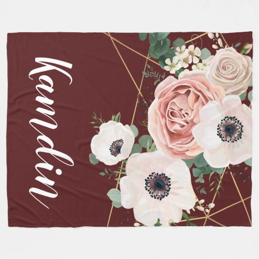 フリースパーソナライズされたスロー幾何学園用ワイン フリースブランケット (正面(横))