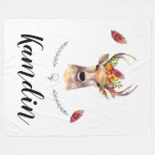 フリースパーソナライズされたスロー鹿バックヘッドブロー フリースブランケット (正面(横))