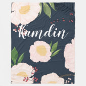 フリースパーソナライズされた白いフローラの花を投げる フリースブランケット (正面)