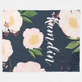 フリースパーソナライズされた白いフローラの花を投げる フリースブランケット (正面(横))