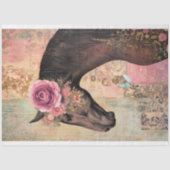 フリースピリットお洒落、馬&ヴィンテージパッチワーク 薄葉紙 (正面)