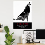 フリースピリットやる気を起こさせるオオカミ ポスター (ホームオフィス)