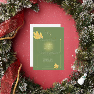 フリースピリットオリーブグリーン結婚式招待状 箔招待状