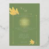 フリースピリットオリーブグリーン結婚式招待状 箔招待状 (正面)