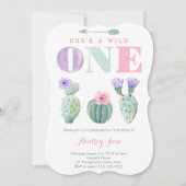 フリースピリットピンク薄紫カボスガール1st誕生日 招待状 (正面)