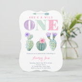 フリースピリットピンク薄紫カボスガール1st誕生日 招待状 (スタンド正面)