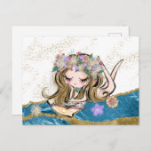 *~*フリースピリットフラワーチャイルド読ズ金ゴールドブルー ポストカード (正面/裏面)