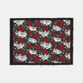 フリースブランケットかスカルおよびバラ フリースブランケット (正面(横))