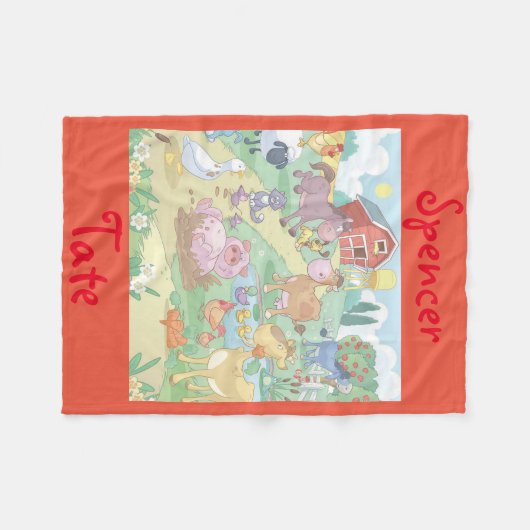 フリースブランケットかパーソナライズな漫画の家畜 フリースブランケット (正面(横))