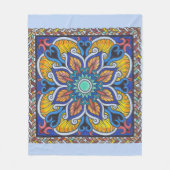 フリースブランケットと青い"オランダタイル"曼荼羅 フリースブランケット (正面)