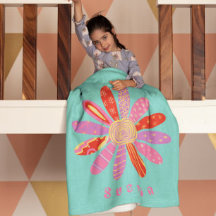 フリースブランケットの貼り付け色（名前あり） 子供へ フリースブランケット