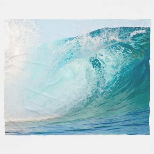 フリースブランケットを壊す太平洋の青い波 フリースブランケット (正面(横))